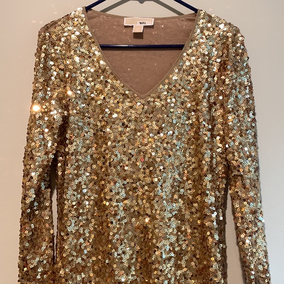 Micheal Kors Gold Sequence Mini Dress - Picture 2 of 6